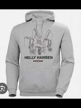 Helly Hansen Light Grey Pullover Hoodie with Black Logo